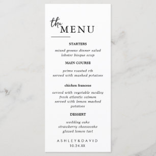 Elegant  Wedding Table Menu Cards Flat Menu