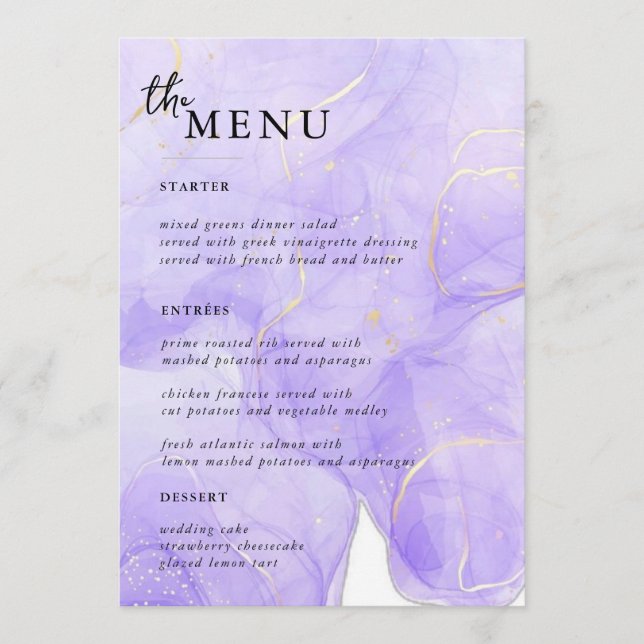 Elegant  Wedding Table Menu Cards Flat Menu (Front)