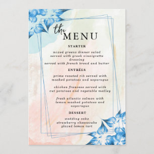 Elegant  Wedding Table Menu Cards Flat Menu