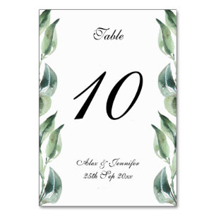 Elegant Wedding Table No. Card with Guest Names