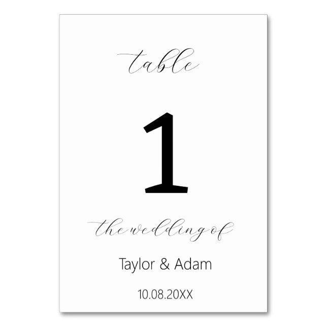 Elegant wedding table number (Back)