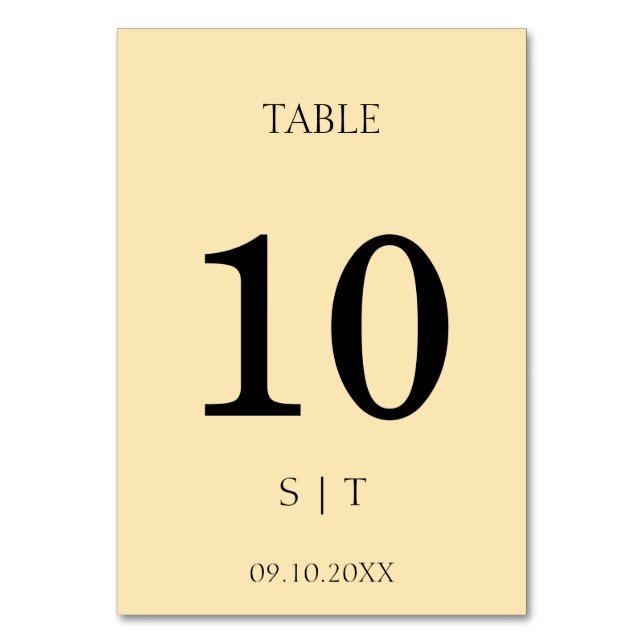 Elegant wedding table number (Front)