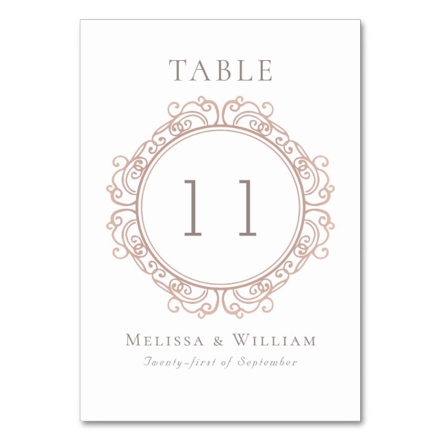 Elegant Wedding Table Number (Front)