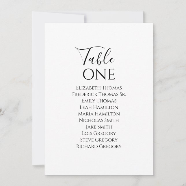 Elegant Wedding Table Number Calligraphy Script (Front)