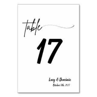 Elegant Wedding Table Number Card