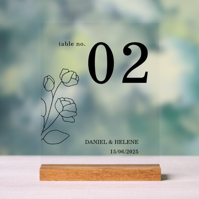 Elegant Wedding Table Number Card Acrylic Sign (Neutral)