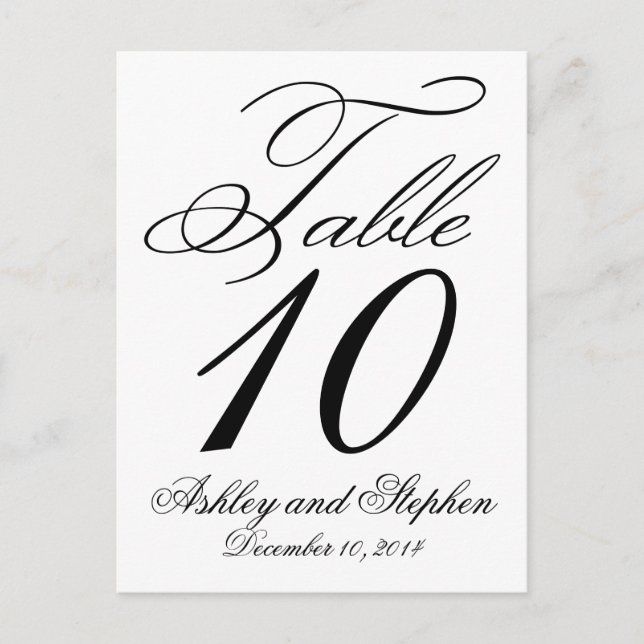 Elegant  Wedding Table Number Cards (Front)