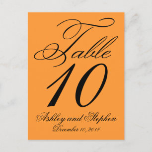 Elegant  Wedding Table Number Cards Orange