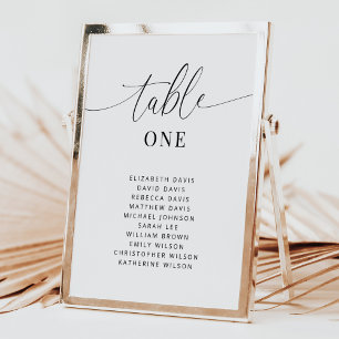 Elegant Wedding Table Number Cards with Names