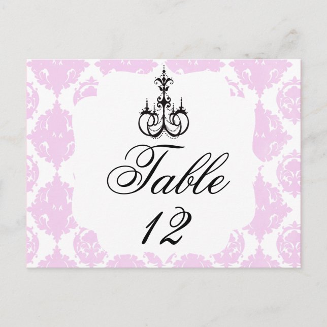 Elegant wedding table number postcard (Front)