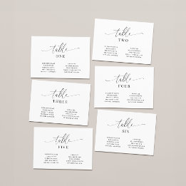 Elegant Wedding Table Number Seating Chart Cards