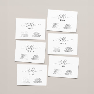 Elegant Wedding Table Number Seating Chart Cards