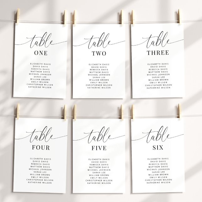 Elegant Wedding Table Number Seating Chart Cards (Creator Uploaded)