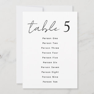 Elegant Wedding Table Numbers Script Seating Chart