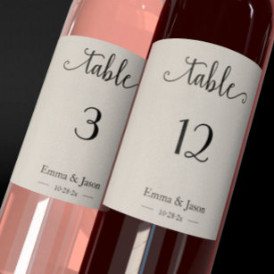 Elegant Wedding Table numbers Wine bottle lable