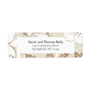 Elegant Wedding Tan and White Flowers Address