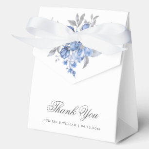 Elegant Wedding Thank U Dusty Blue Rustic Floral Favour Box