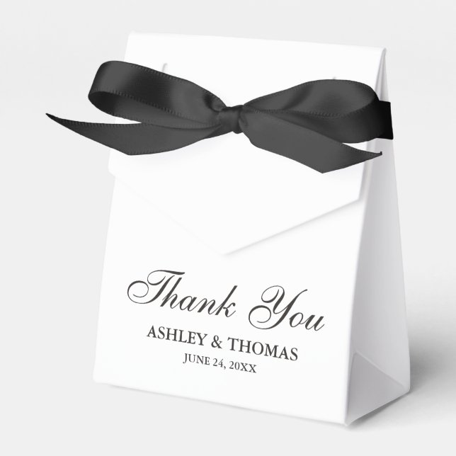 Elegant Wedding Thank You Black and White Favour Box (Front Side)