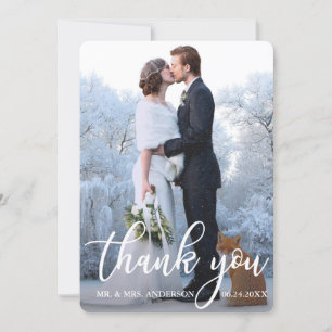 Elegant Wedding Thank You Bride Groom Photo BR Card