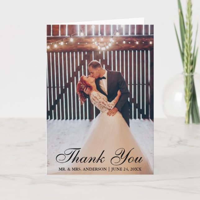 Elegant Wedding Thank You Bride Groom Photo Fold (Front)