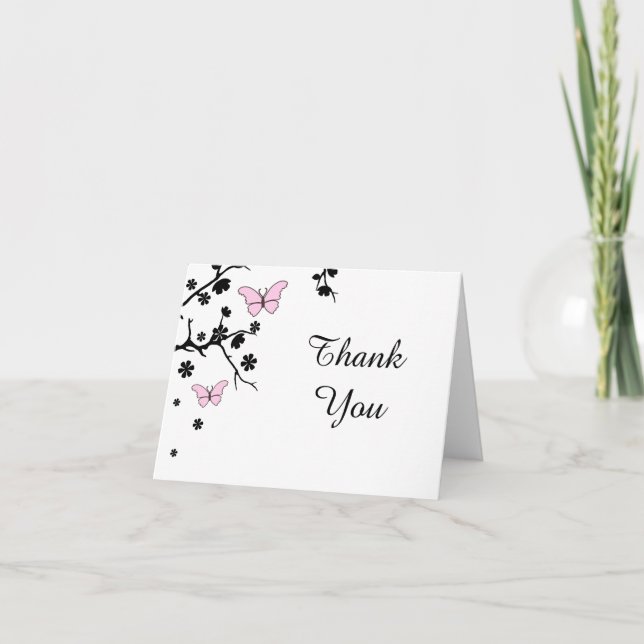 Elegant Wedding Thank You Butterflies Card (Front)