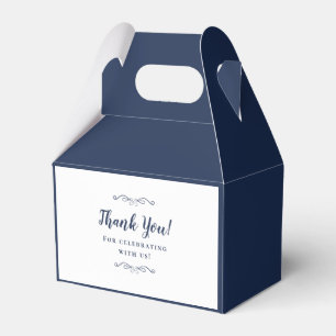 Elegant Wedding Thank You Calligraphy Navy Blue Favour Box