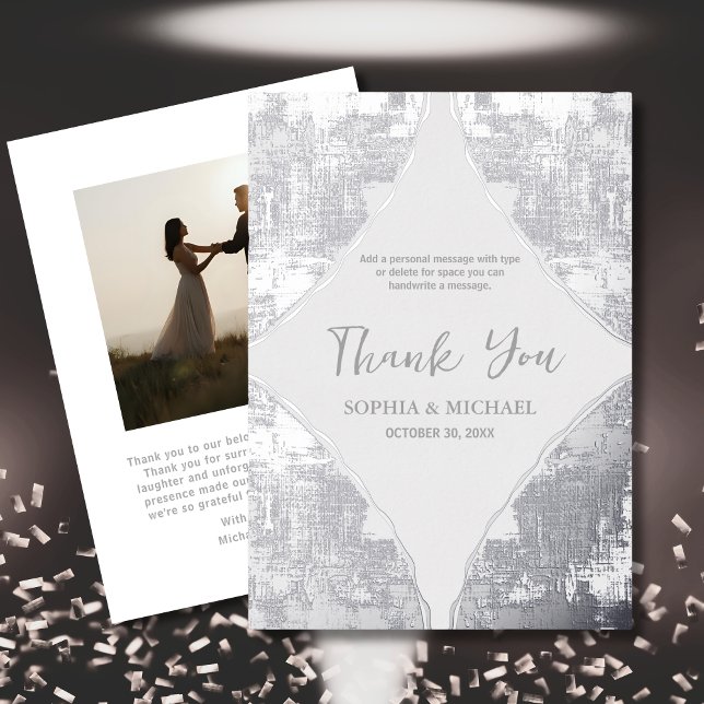 Elegant Wedding Thank You Card Photo Silver Foil (Creator Uploaded)
