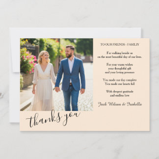 Elegant Wedding Thank You Card with Photo