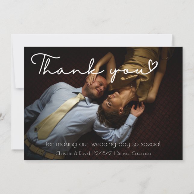 Elegant Wedding Thank you card with photo (Front)