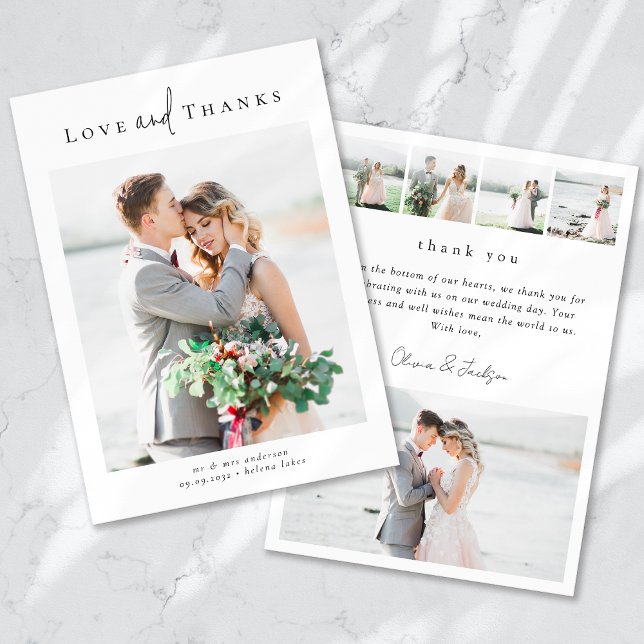 Elegant Wedding Thank You Card with Photos (Creator Uploaded)