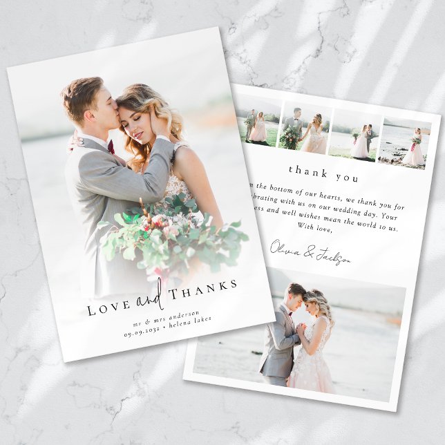 Elegant Wedding Thank You Card with Photos (Creator Uploaded)