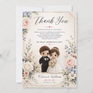 Elegant Wedding Thank You Card with Romantic Flora