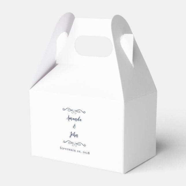 Elegant Wedding Thank You Chic Romantic Navy Blue Favour Box (Front Side)