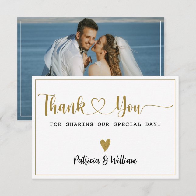 Elegant Wedding Thank You Couple Photo (Front/Back)