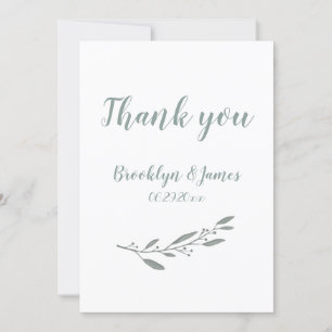 Elegant Wedding Thank You Floral Sage Green Invitation
