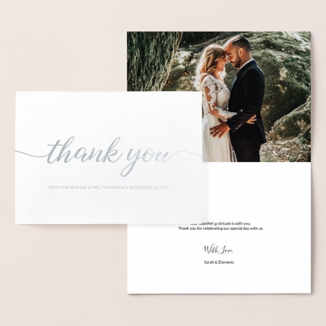 Elegant Wedding Thank You From New Mr. and Mrs. Foil Card (Display)