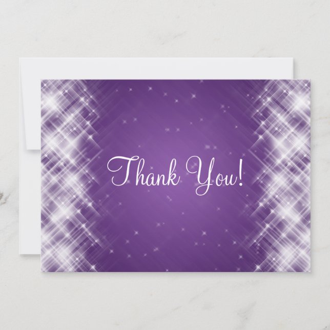 Elegant Wedding Thank You Glamourous Sparks Purple (Front)