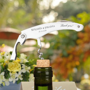 Elegant Wedding Thank You Guest Favours Custom Corkscrew