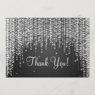 Elegant Wedding Thank You Note Night Dazzle Black Card