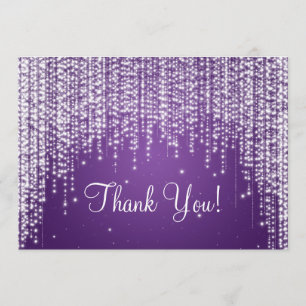 Elegant Wedding Thank You Note Night Dazzle Purple Card