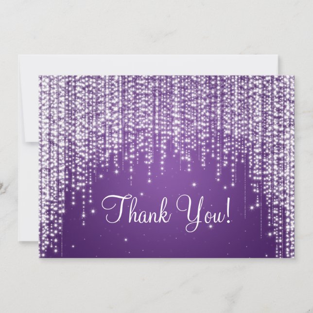 Elegant Wedding Thank You Note Night Dazzle Purple Card (Front)