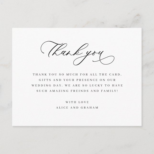 Elegant wedding thank you notes postcard (Front)