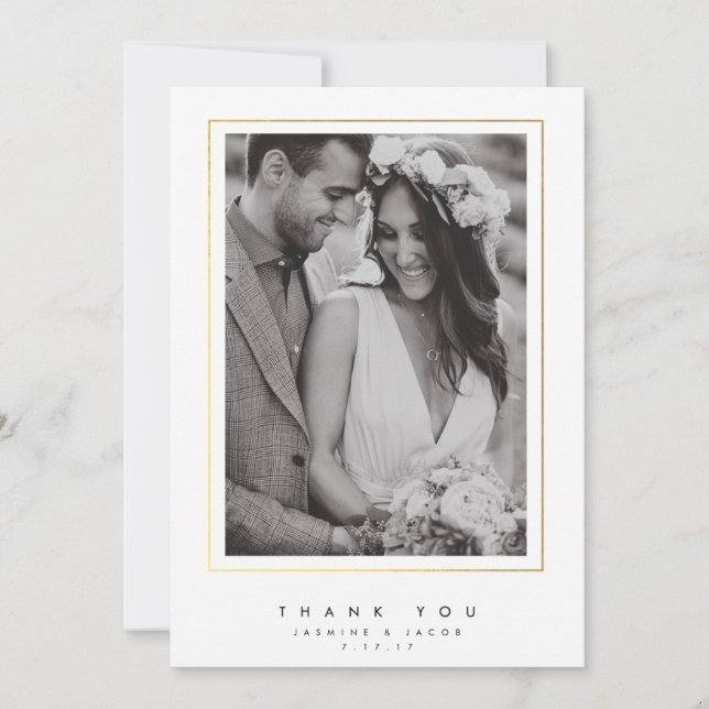 Elegant Wedding Thank You Photo Card (Front)