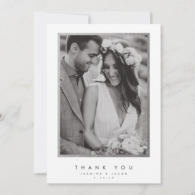 Elegant Wedding Thank You Photo Card (Front)