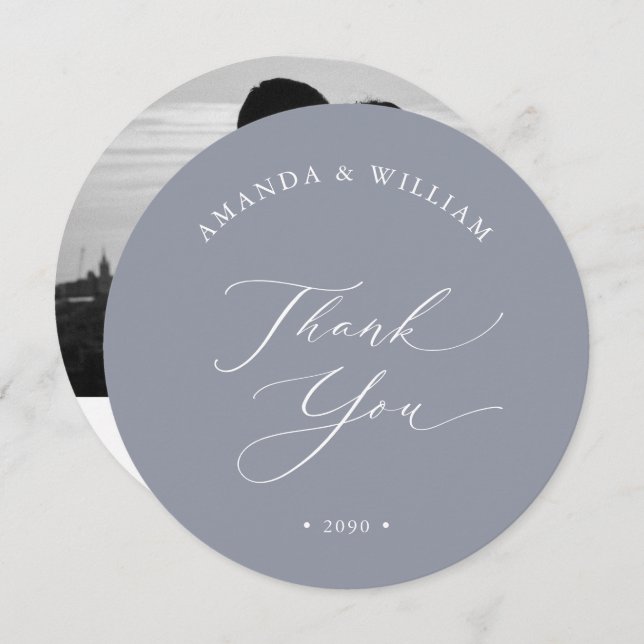 Elegant Wedding Thank You Photo Card (Front/Back)