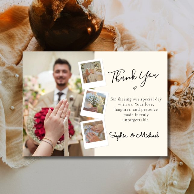 Elegant Wedding Thank You Photo Collage Card (Creator Uploaded)