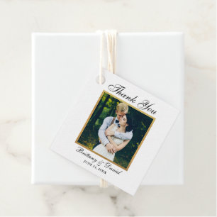 Elegant Wedding Thank You  Photo Gold Frame Favour Tags