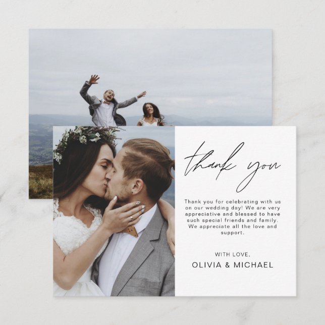 Elegant Wedding Thank You Photo Invitation (Front/Back)