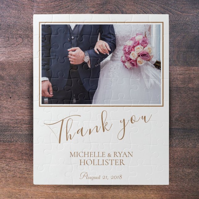 Elegant Wedding Thank you Photo Jigsaw Puzzle (Creator Uploaded)