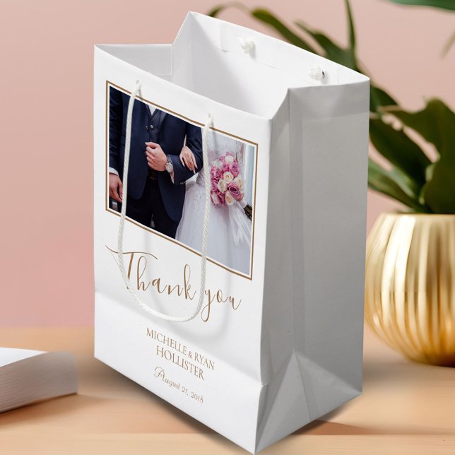 Elegant Wedding Thank you Photo Medium Gift Bag (Creator Uploaded)